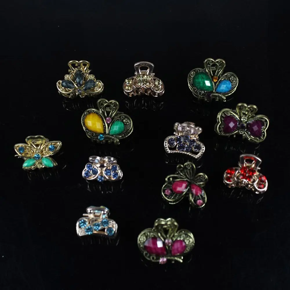 

Random Color Accessories Jewelry Women Vintage Resin Hairpins Mini Hair Clip Claw Barrette Butterfly Crown