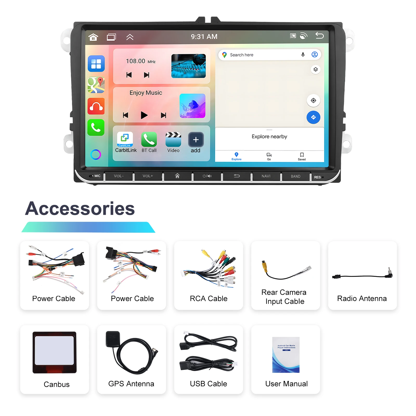 Автомобильный мультимедийный плеер Podofo мультимедийная система на Android с 9