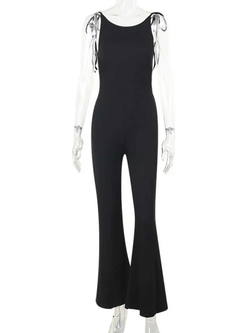 Элегантные комбинезоны с открытой спиной для женщин сексуальные расклешенные