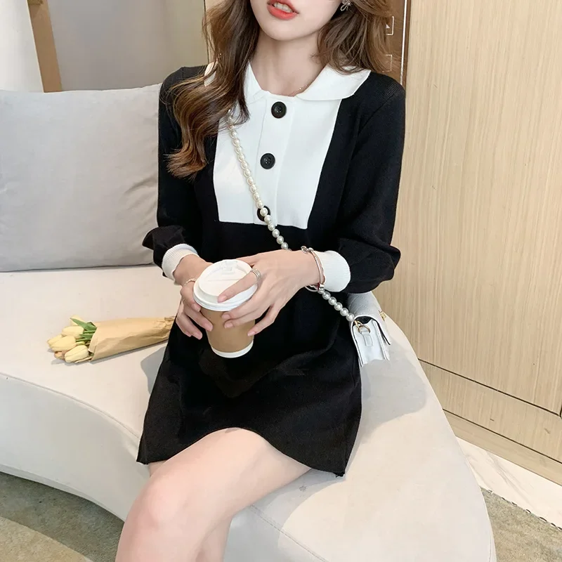 Винтажное миниатюрное вязаное платье во французском стиле элегантное