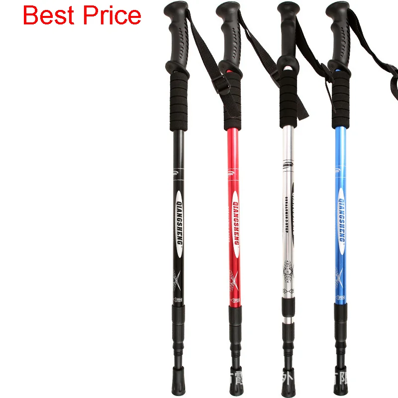 

50Pcs Mountaineering Stick Straight Handle Without Compass 3 Section Outdoor Aluminum Alloy Camping Mountaineering Stick Walking