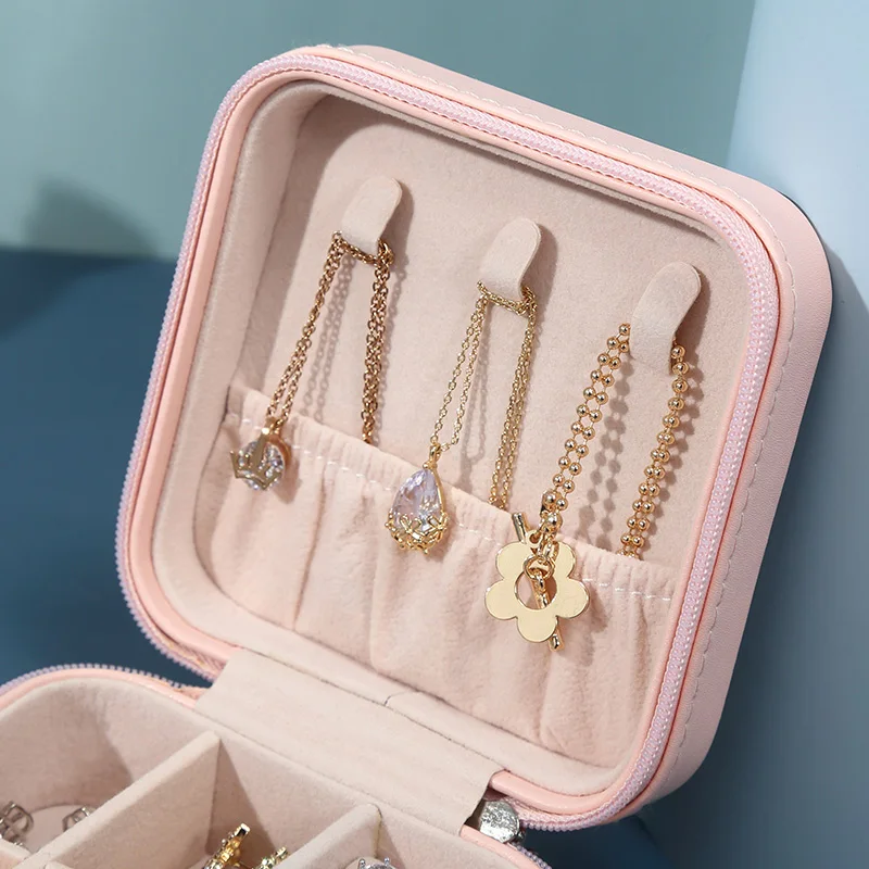 Casegrace Leather Jewelry Box Portable Double Layers Display Jewelry Storage Organizer Necklace Earrings Holder Jewellery Case