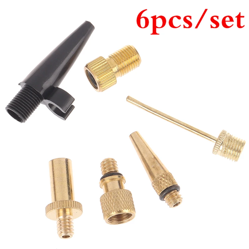 

6pcs Cycling Bike Inflator Pump Nozzle Bicycle Valve Adaptors For US.UK. France. Basketball Football Volleyball Inflator Needle