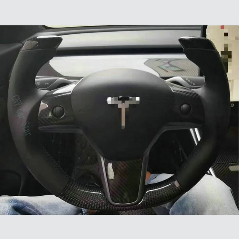 Акция руль из натурального углеродного волокна/кожи для Tesla Model 3 | Автомобили и
