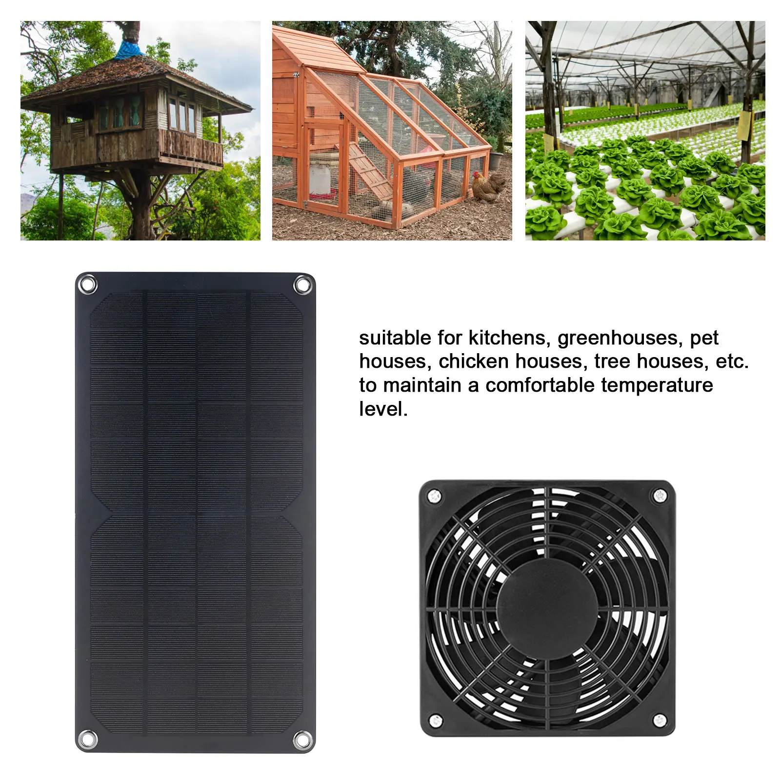 

Вытяжной вентилятор с солнечной панелью, 10 Вт, мини-вентилятор на солнечной батарее, идеально подходит для маленьких куриных копсов, теплиц,...