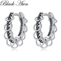 black awn hoop earrings for women classic silver trendy spinel engagement fashion jewelry i254