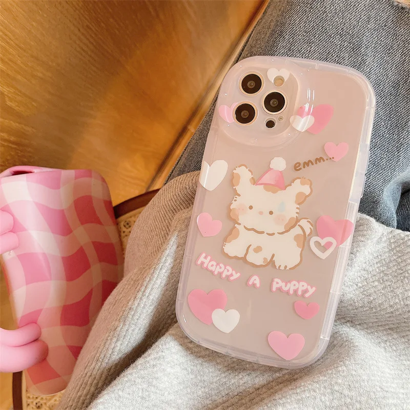 

Cute Transparent Heart Kitten Phone Case Cover for IPhone 14 Plus 11 12 13 14 Pro Shockproof Cases for IPhone 14 Case