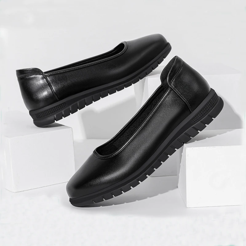 

34-41 stewardess work shoes women's black wedge heel round head soft sole comfortable work career commuting women's shoes