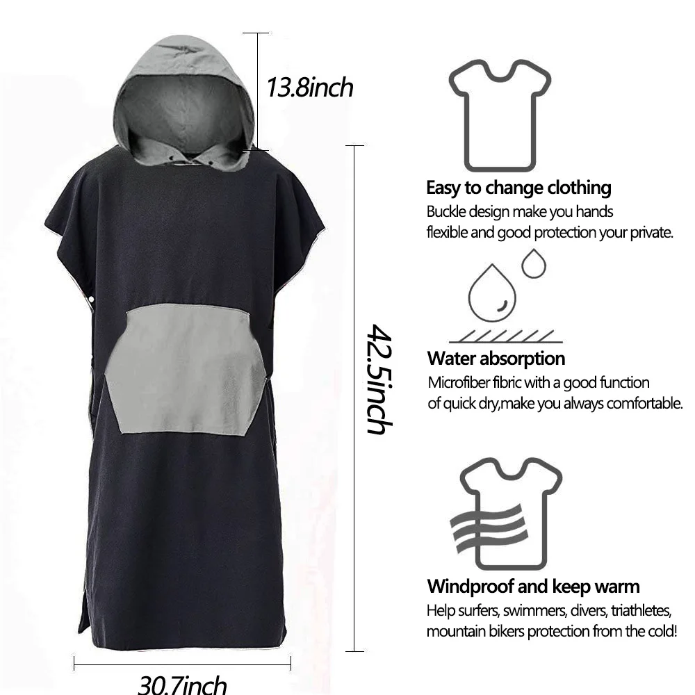 Пляжное полотенце из микрофибры с капюшоном пончо для смены одежды