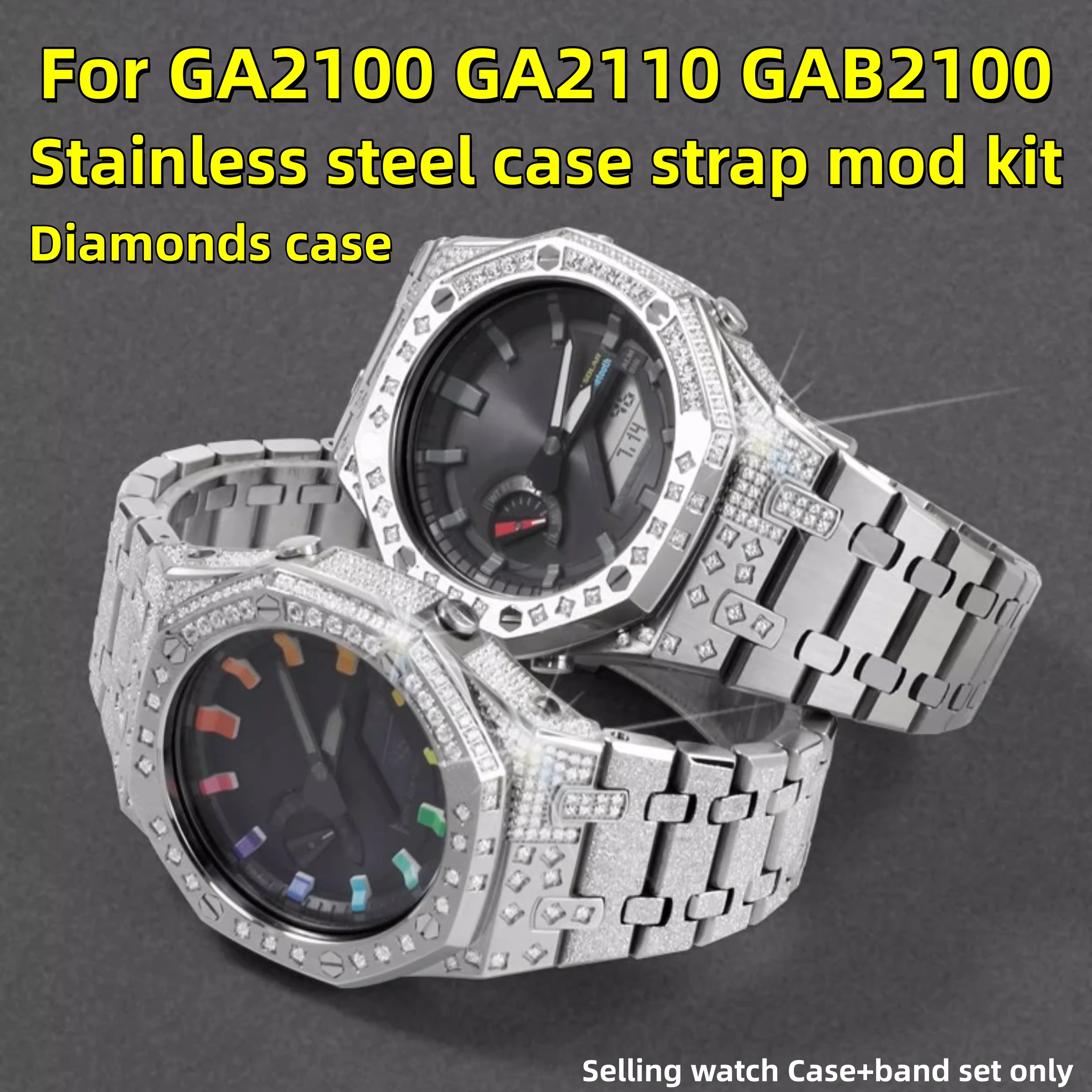 Фото GA2100 Модный комплект, корпус из нержавеющей стали, ремешок для часов Casio G-SHOCK Farm Oak GA-2100 GA-2110 GA-B2100, металлический ремешок для часов с рамкой №3