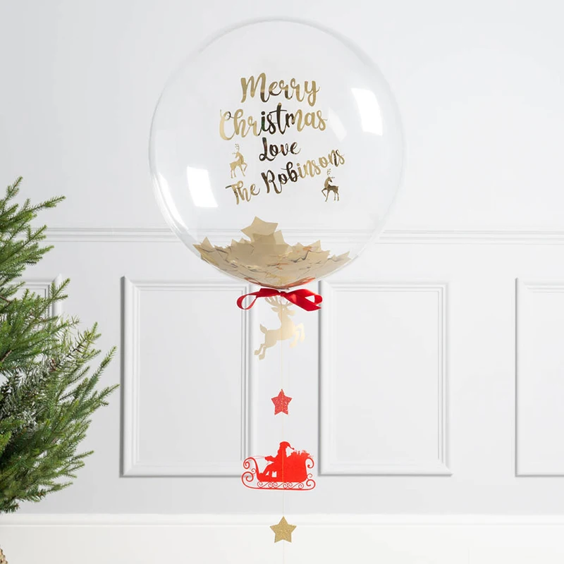 

Christmas Balloon Decoration Red Green Christmas Bubble Ballon Merry Christmas Sticker 2023 Xmas Party Decor Birthday