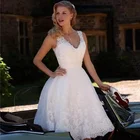 2021 белое кружевное короткое свадебное платье на заказ, пляжные свадебные платья, свадебное платье, Короткое свадебное платье