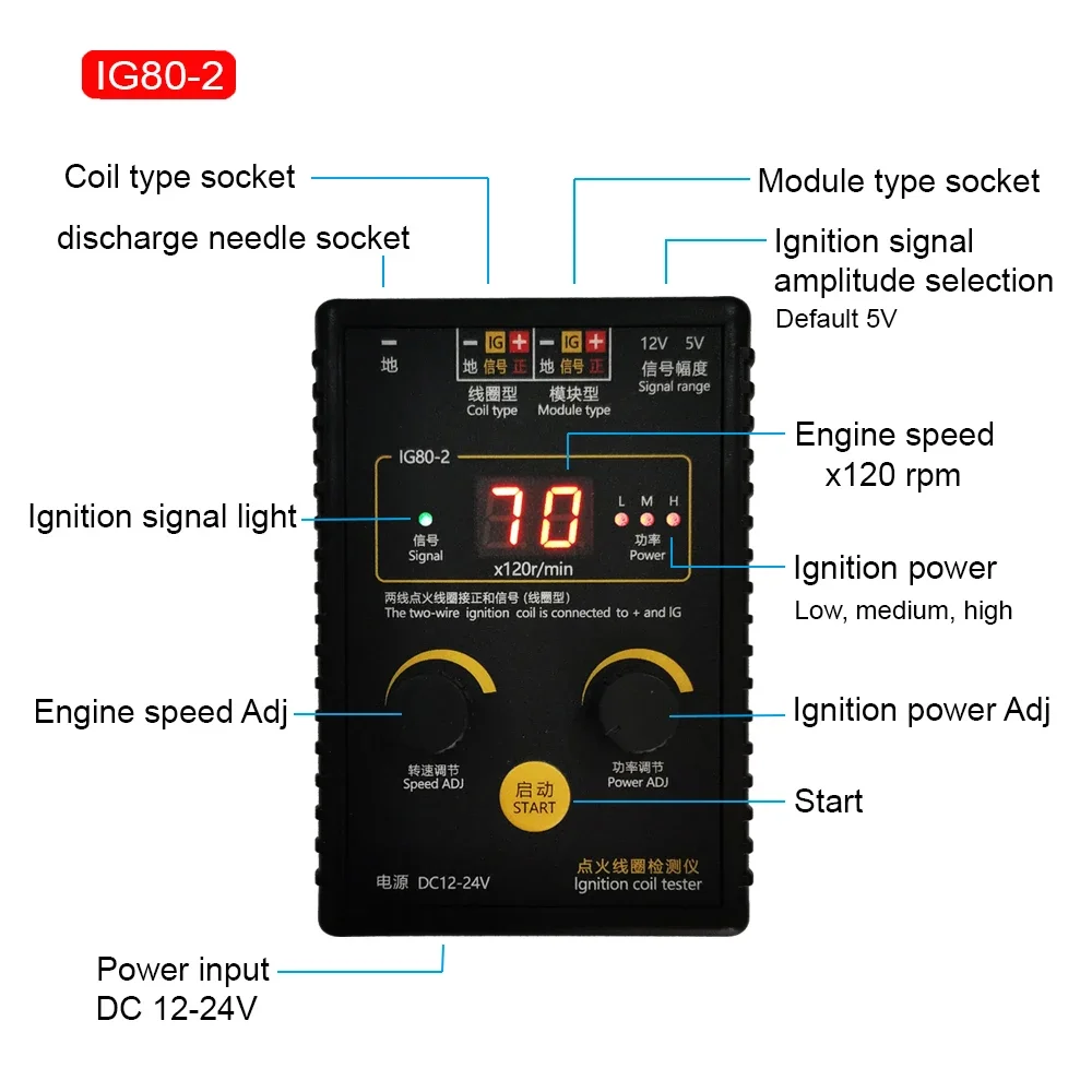 Обновление! Тестер детектора автомобильной катушки зажигания IG80-2 тест двигателя