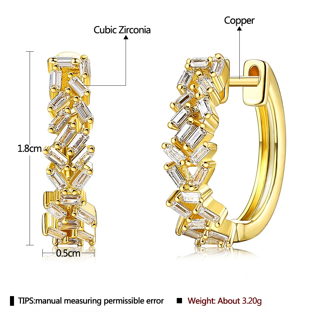 Роскошные серьги-кольца с цирконием для женщин круглые из нержавеющей стали