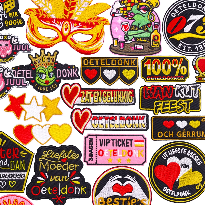 Нидерланды карнавал Oeteldonk эмблема патч полная вышивка патчи железные нашивки для