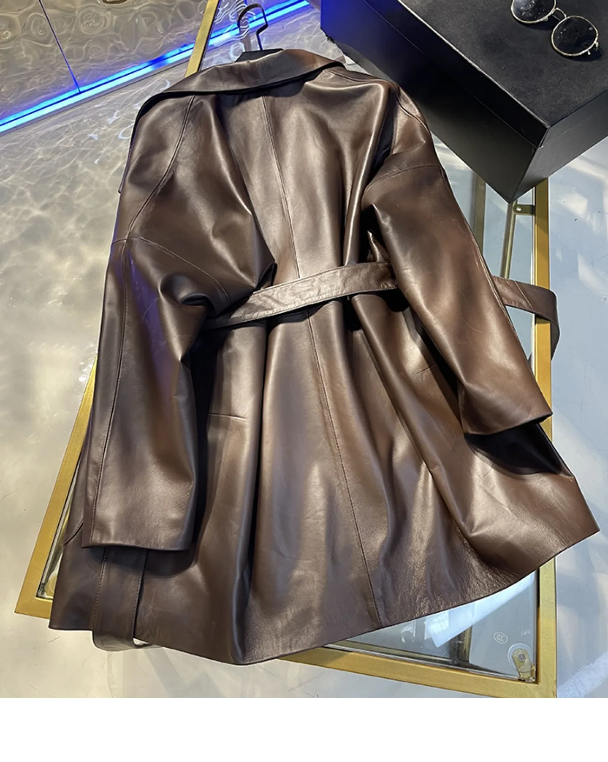 2023 Spring Chic Women's High Quality Brand New Designer Sheepskin Genuine Leather Belt Blazers Jackets C545