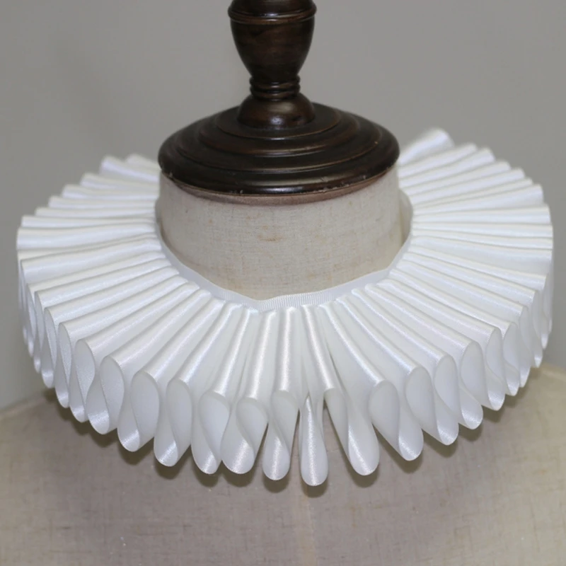 

40GC викторианская элибратья гофрированный шейный воротник шелковистый атласный костюм клоуна для косплея вечеринки винтажное ожерелье-чокер шарф-накидка