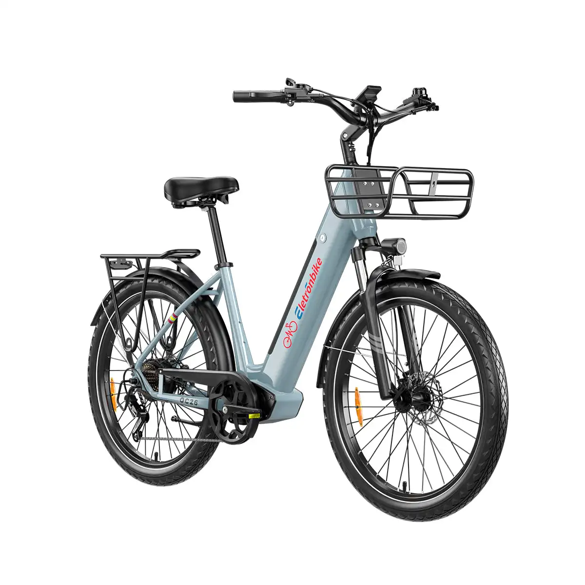 Фото Электровелосипед ELETRONBIKE OC26 с задним мотор-колесом, алюминиевый сплав, 7 скоростей, с датчиком, портативная модель для городских прогулок и поездок на работу №1