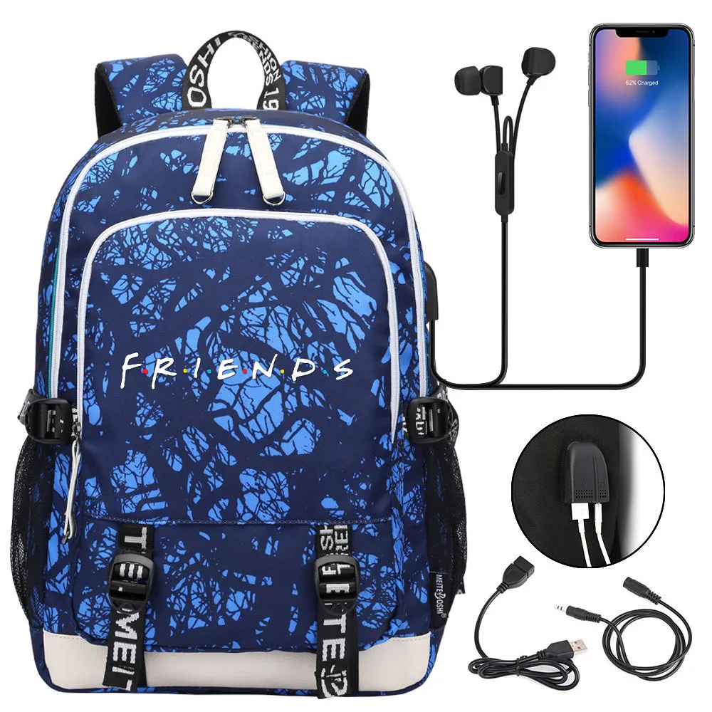 Central Perk Coffee Friends TV Show Backpack Women Men Multifunction USB Charging Laptop Backpack School Travel Bags