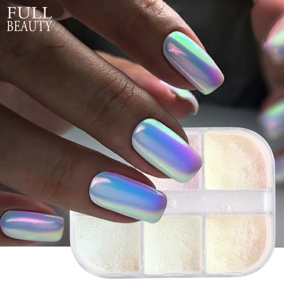 

Aurora Mirror Glitter Nail Chrome Pigment Holographic Irridescent Dipping Rub Powder Manicure Design Gel Polish Dust CH1909-12