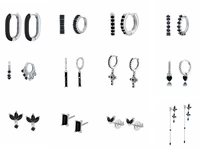 925 sterling silver ear buckles black zircon hoop earrings fashion heartstar high quality womens temperament jewelry gifts