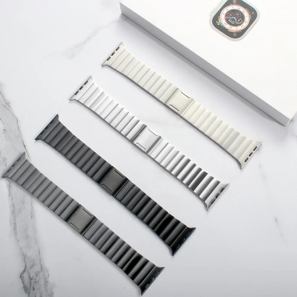 Stainless Steel Magnetic Suction Buckle for Apple Watch Ultra 49mm Strap 45mm 44mm Push-button Remove Correa for iwatch 8 7 6 SE