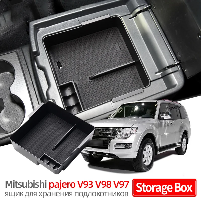 

Central Armrest Storage Box For Mitsubishi Pajero V93 V98 V97 Center Console Flocking Organizer Containers Tray Accessories