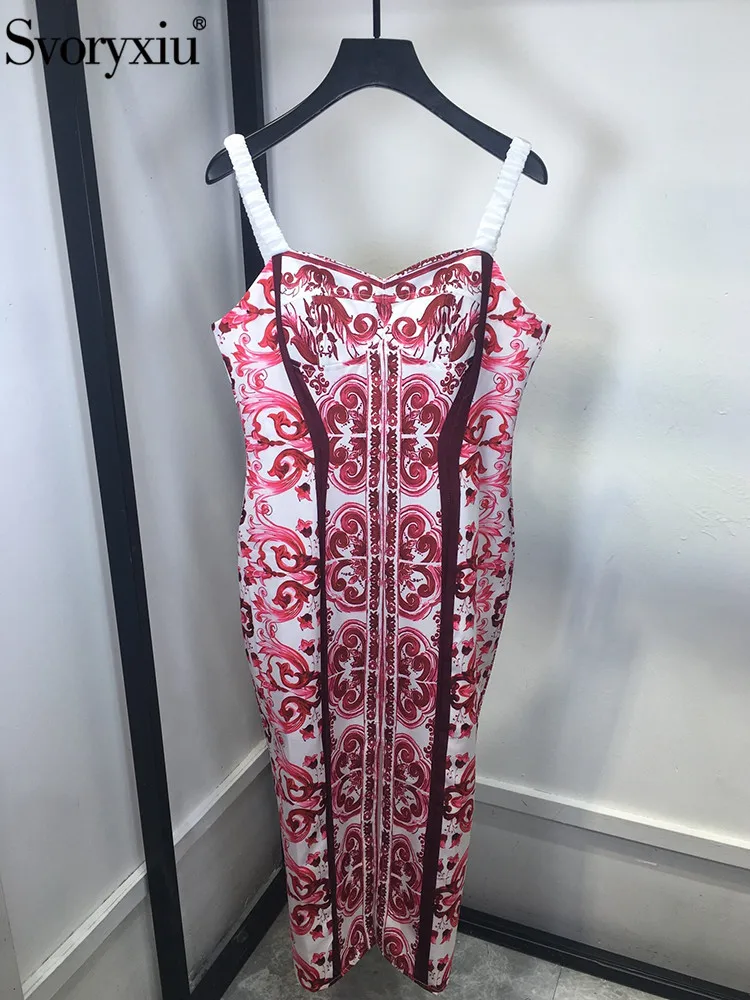 

Женское платье-карандаш на бретельках Svoryxiu, разноцветное платье средней длины с сафлоровым покрытием и фарфоровым принтом на лето 2019