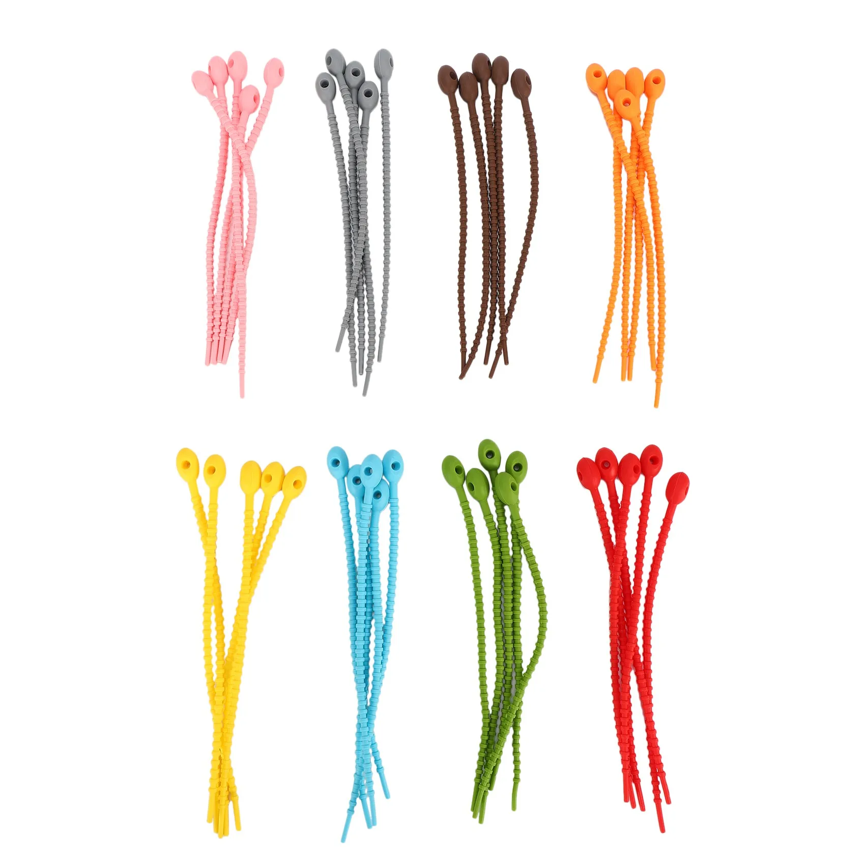 

40 шт., разноцветные силиконовые стяжки для мешков, зажимы для кабелей, стяжки для хлеба, многоразовые резиновые твист-стяжки, УНИВЕРСАЛЬНЫЕ СИЛИКОНОВЫЕ стяжки