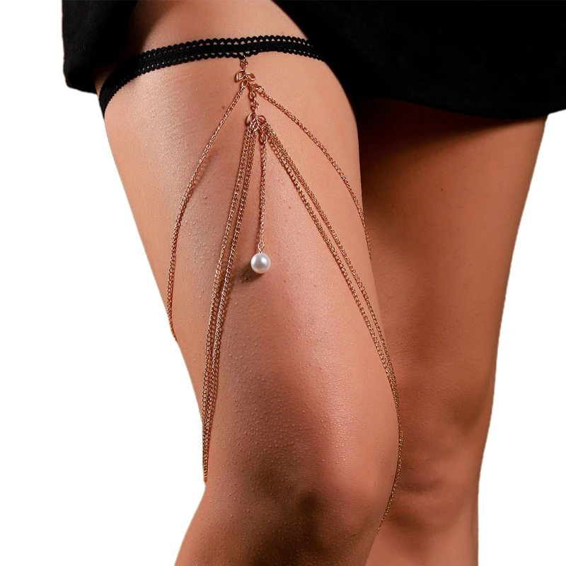 Multi Layer Tassel Thigh Chain Anti-slip Belt Chain Harness Summer Beach Nightclub Leg Accessories for Women and Girls T8NB 4 Multi Layer Tassel Thigh Chain Anti-slip Belt Chain Harness Summer Beach Nightclub Leg Accessories for Women and Girls T8NB 4