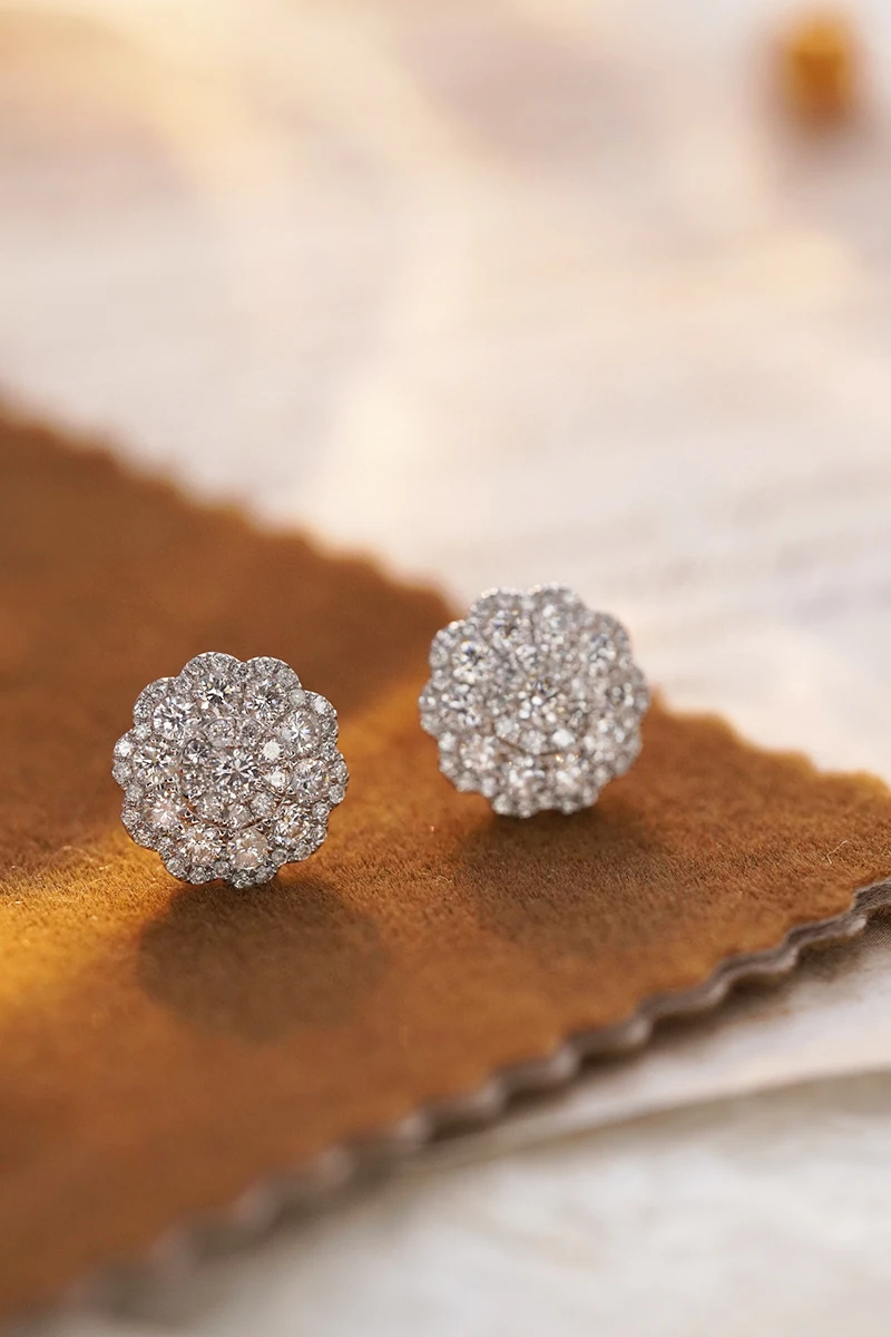 Серьги LUOWEND из белого золота 18 карат роскошные дизайнерские серьги-гвоздики в