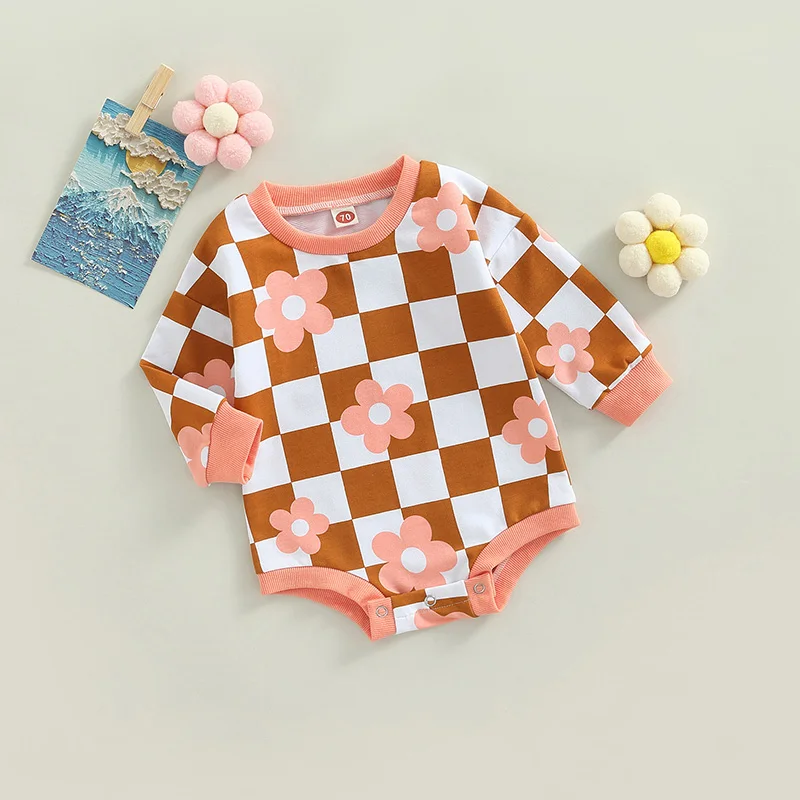 

Newborn Baby Girl Boy Sweatshirt Romper Crewneck Long Sleeve Floral Casual Bodysuits Outfits Fall Winter Clothes