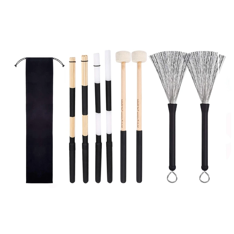 

Drum Sticks Set,Jazz Drum Rod Brushes Sticks For Kids, Adults, Rock Band, Jazz Folk Students With Portable Storage Bag