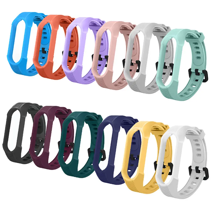 Soft Silicone Strap for Xiaomi MiBand 4 5 6 7 Bracelet Colorful Sport Breathable Strap for Miband 3 4 Replacement Wristband Belt