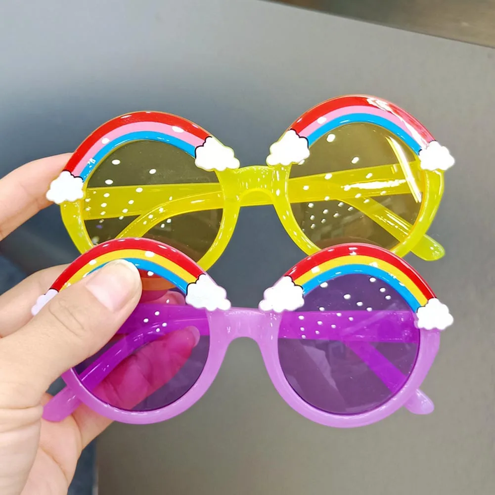 

Colorful Rainbow Cartoon Girl Boy Round Frame Sunglasses Kids UV Protection Sunscreen Glasses Beach Anti-UV Baby Sunglasse 2-10Y
