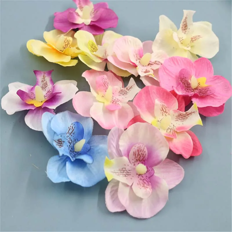 

Искусственные цветы, бабочки, орхидеи, искусственные цветы на ощупь, искусственные цветы, свадебное украшение, 6 см, 100 шт.