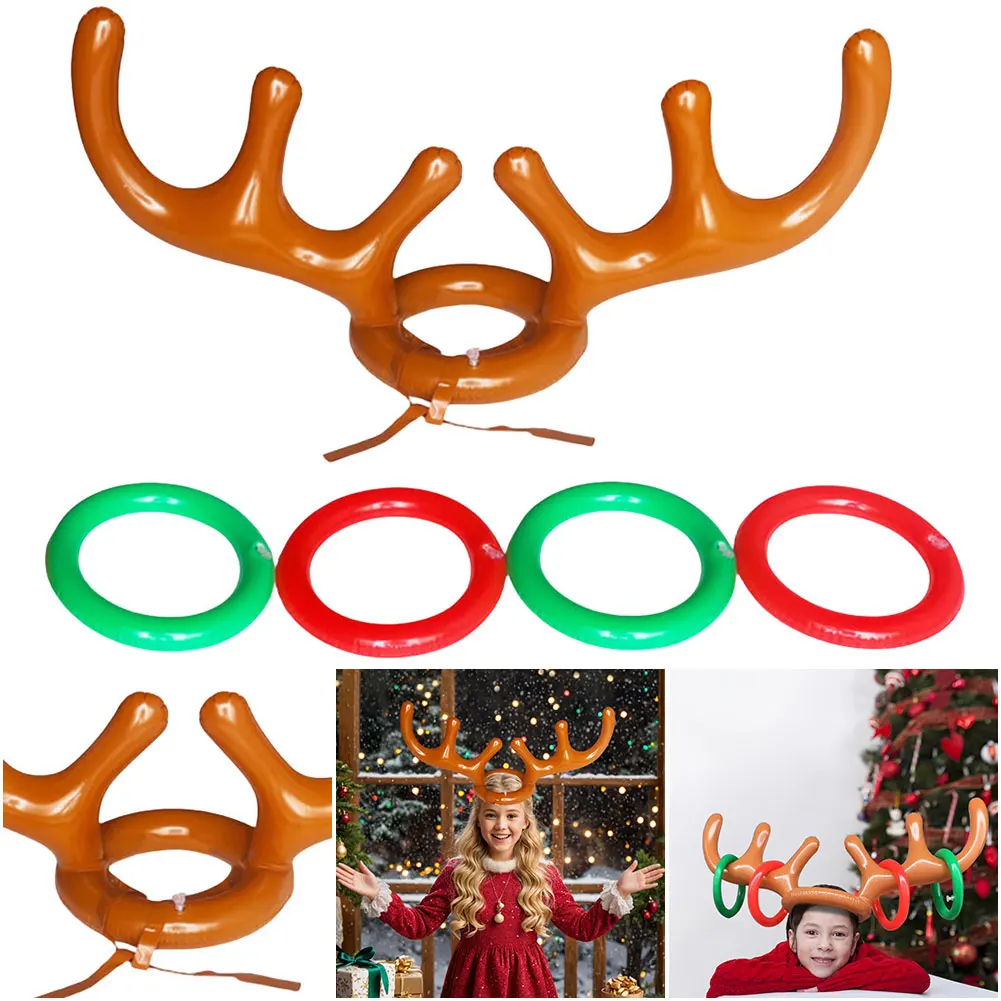 Надувная шляпа с рогами оленя игра кольцом рождественские игры карнавальные