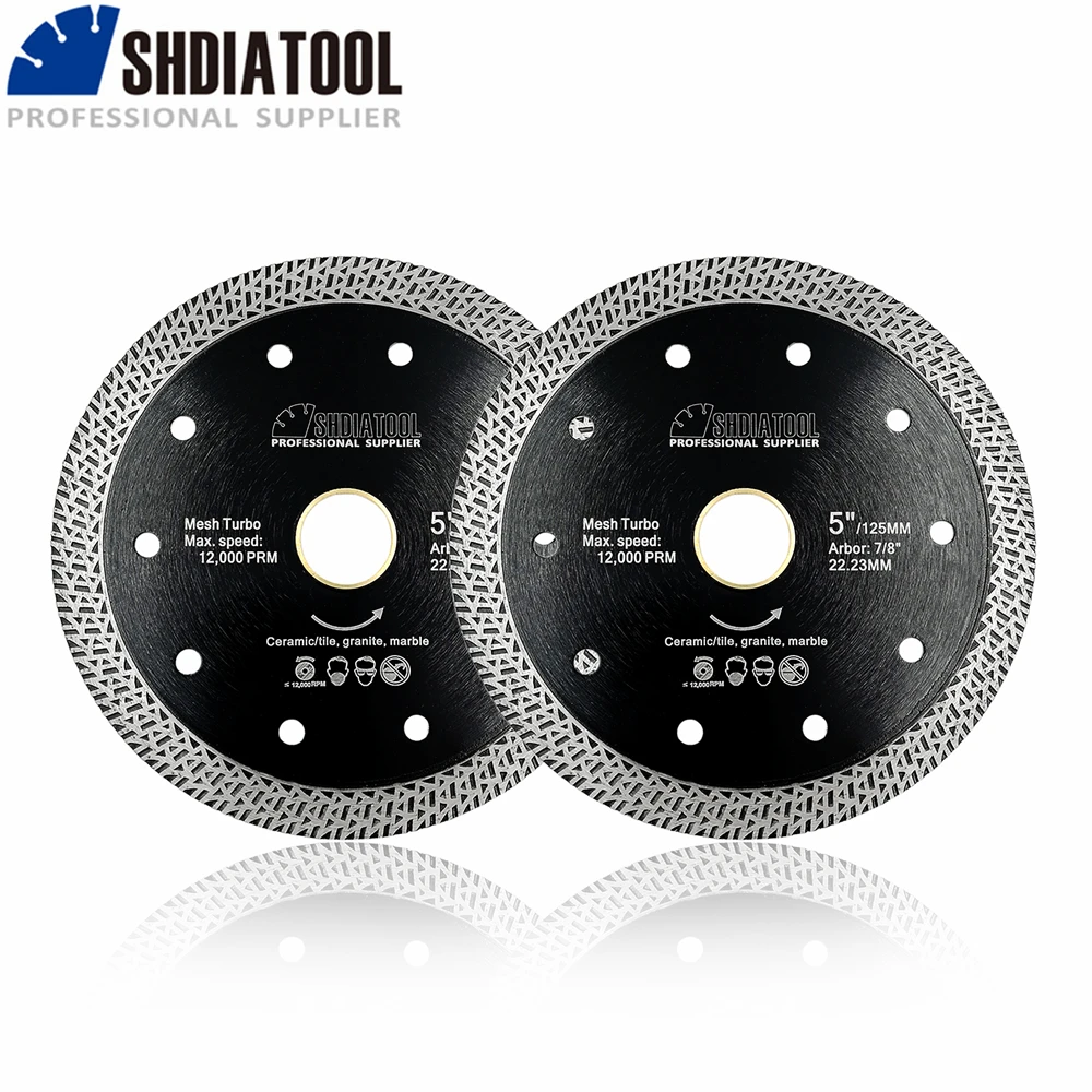 SHDIATOOL 2 шт. горячее прессование Спеченная сетка турбо алмазная пила Лезвие твердого материала алмазный режущий диск 105 мм 115 мм 125 мм режущая пластина