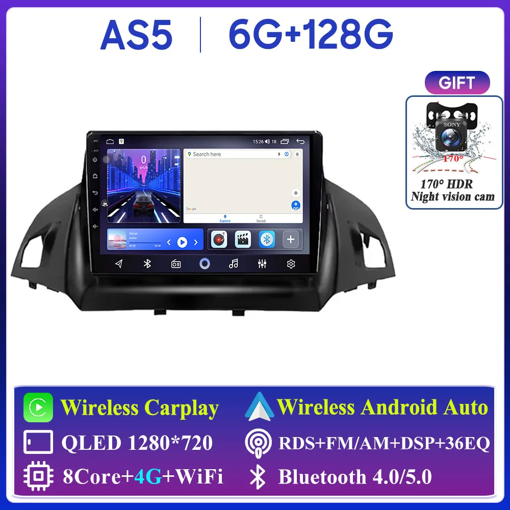 

Для Ford C-MAX Kuga 2 Escape 3 2012-2019 Автомобильный радиоприемник Carplay GPS-навигация Android Авто экран Стерео 5G Wi-Fi Видео без 2din DVD