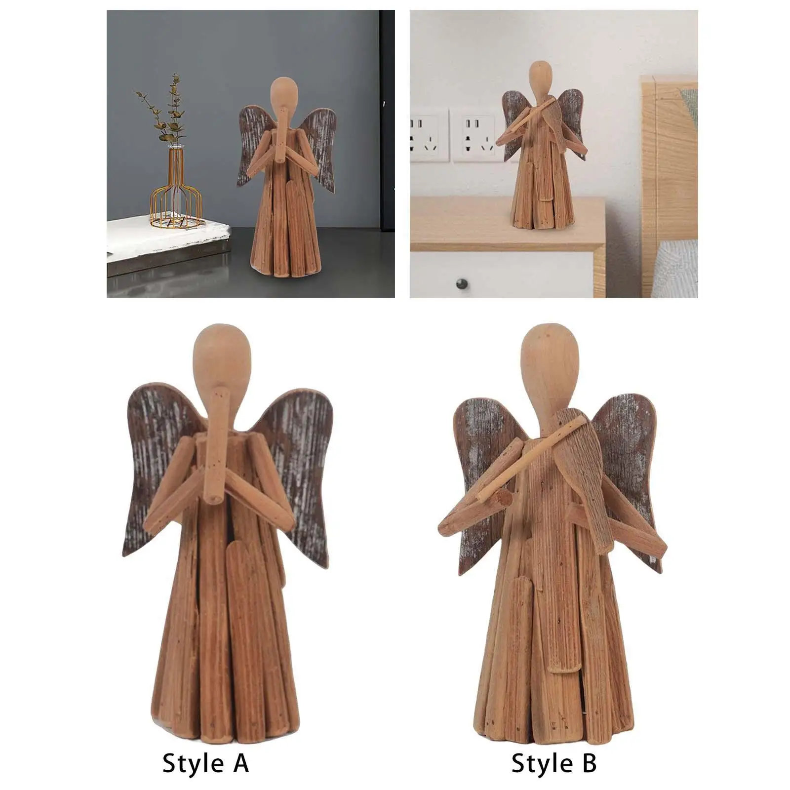 

Деревянная фигурка Ангела ручной работы, 9,8 дюйма, высокий Домашний Настольный Декор для кухни, подвала, прихожей, прочный аксессуар