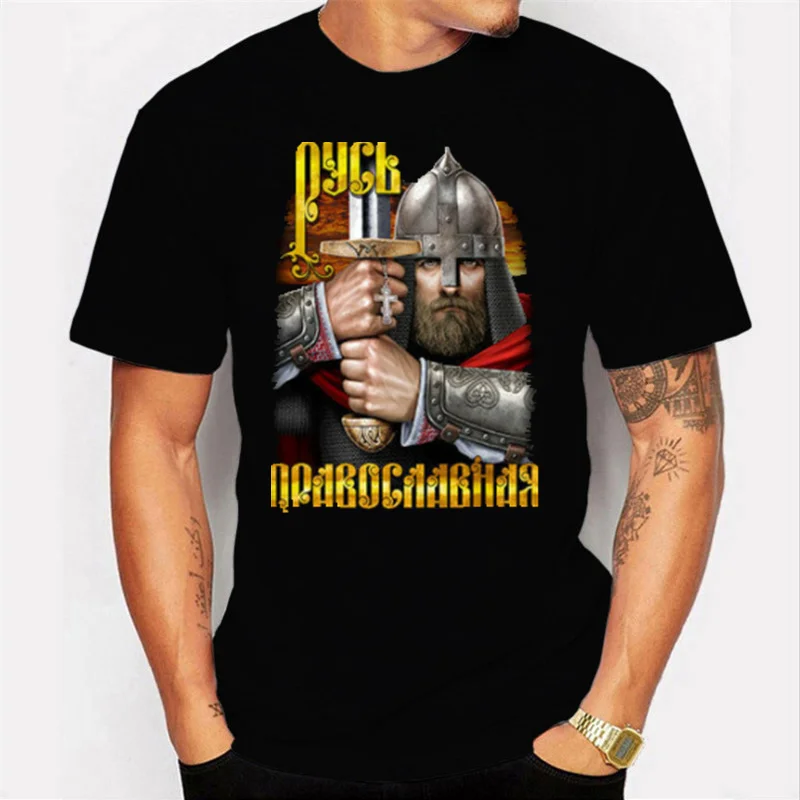 

Russian Hero Russian Slavic Warrior Orthodox T-Shirt 100% Cotton O-Neck Summer Short Sleeve Casual Mens T-shirt Size S-3XL