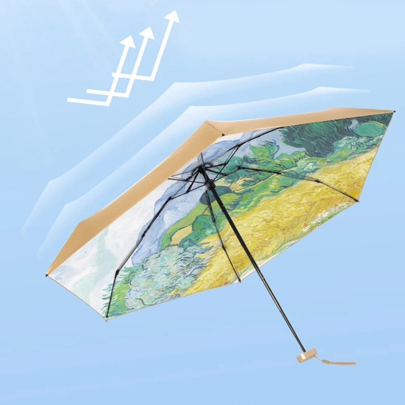 

Portable Folding Umbrella Manual Anti-UV Windproof Lightweight Sun Rain for Girl