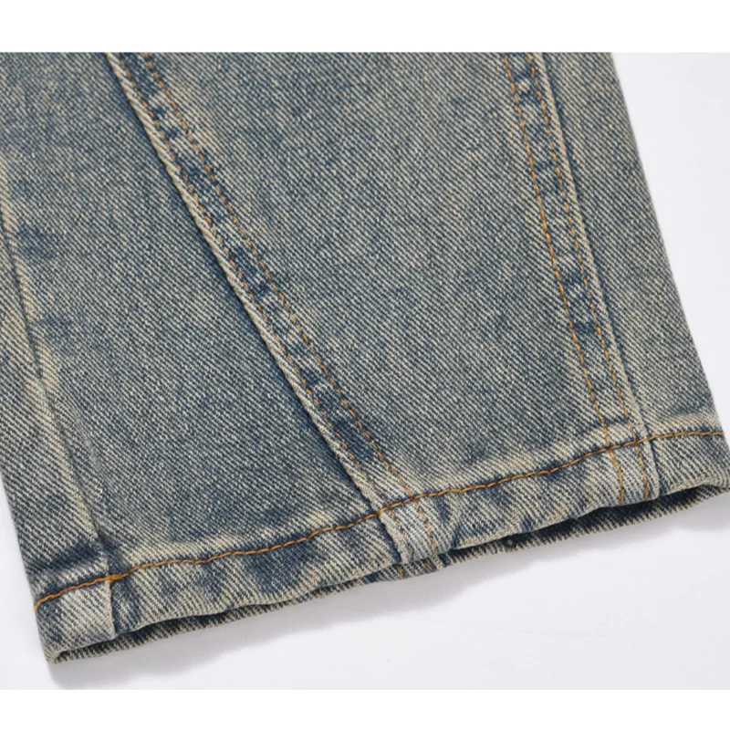 Streetwear Men 2022 Fashion New Pattern Vintage Recreational Blue Jeans Loose Straight Cylinder Broad Leg Trousers Autumn Female