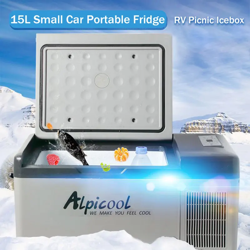 

15L Small Car Portable Fridge 12/24V DC 110-240V Quick Refrigeration Self-Driving Tour Home RV Picnic Icebox