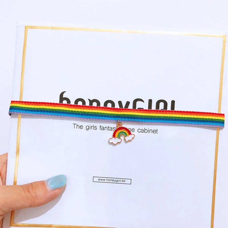 

New Fashion Polyester Multicolor Rainbow Choker Necklace for Women Couple Jewelry Funny Face Cute Rabbit Carrot Chain Necklace
