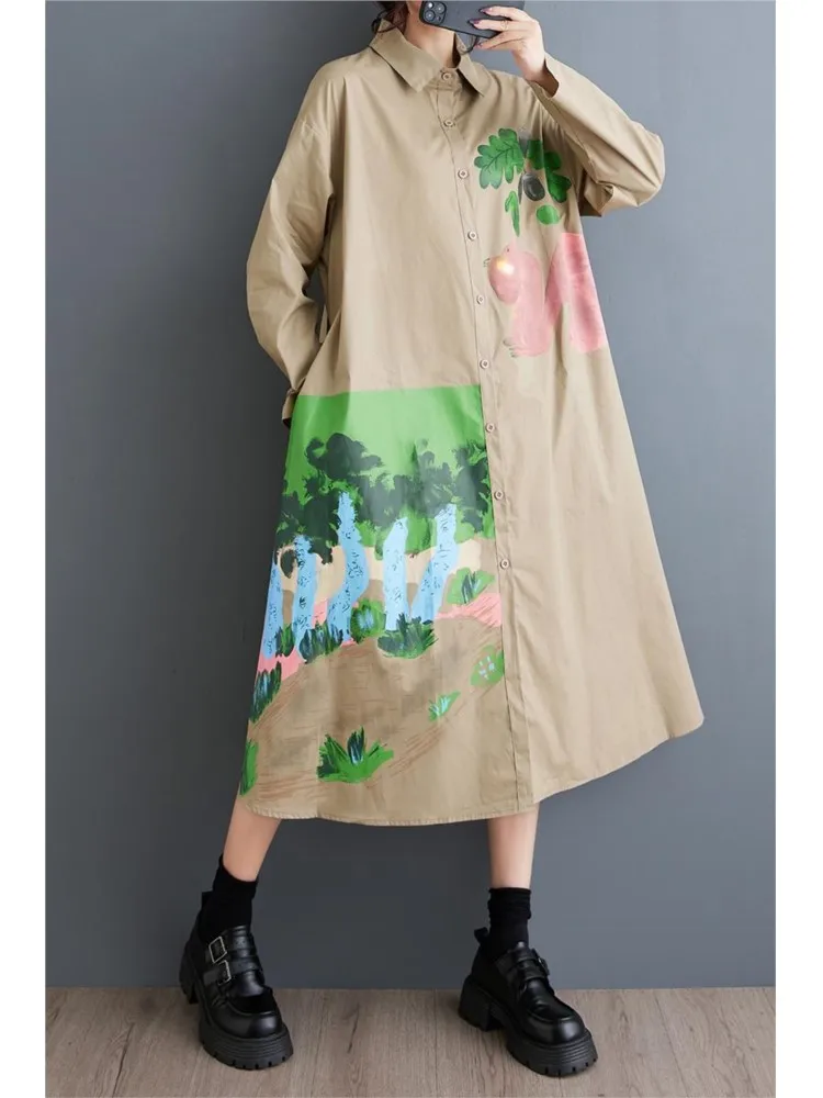 Женское платье с длинным рукавом свободного покроя