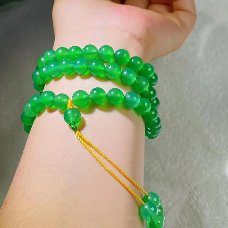 Натуральный агат ледяной Королевский Зеленый Халцедон с несколькими петлями