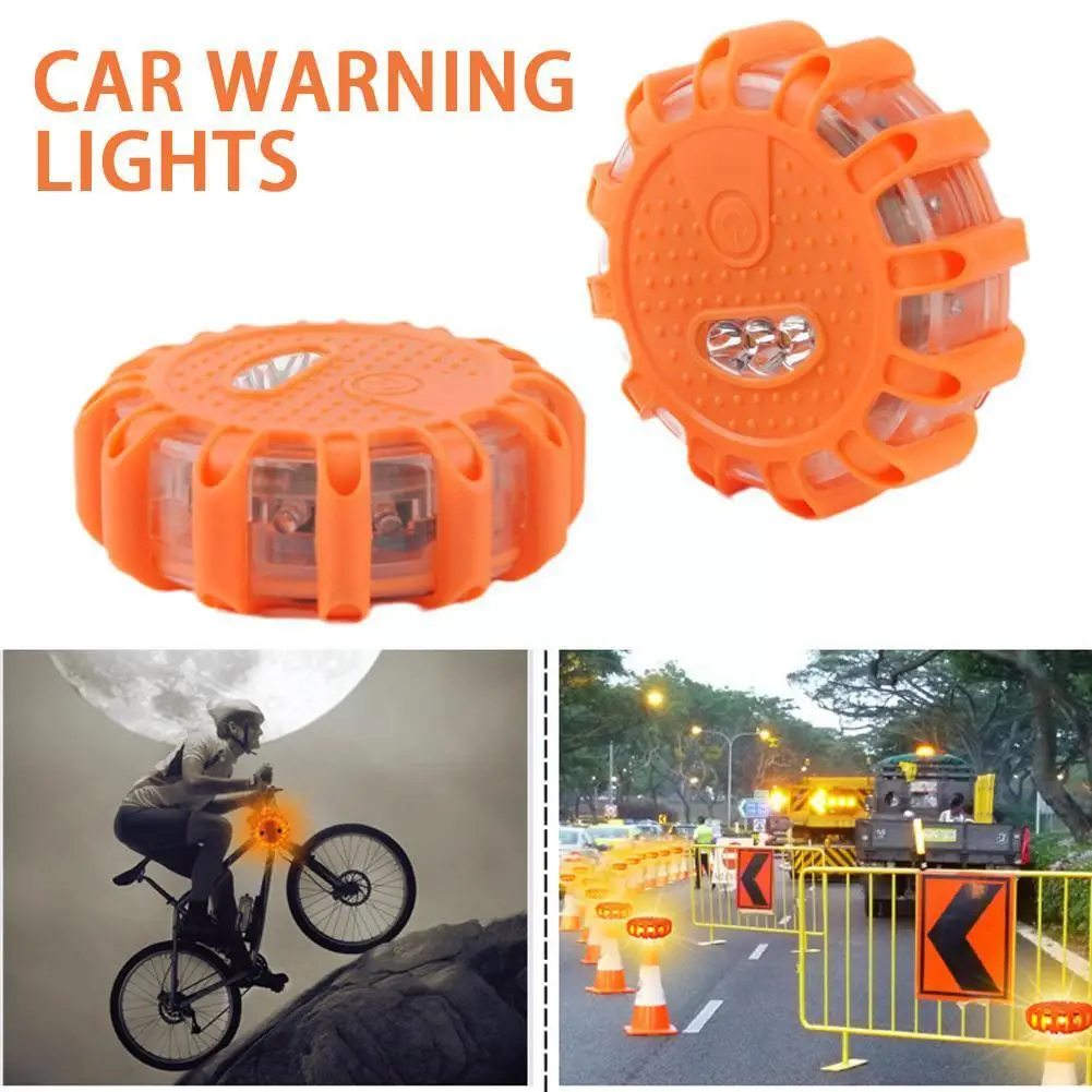 

2x Magnetic Emergency Roadside Safety Light Ip44 Road Flares Light Strobe Led Warning Light Flashlights Car Beacon Lamps Re E2m2