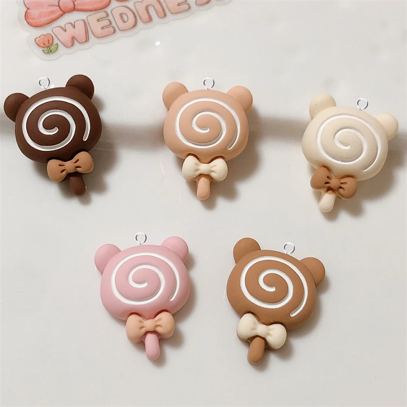 

10Pcs Fashion Lovely Bowknot Lollipop Candy Charms For Earrings Necklace Jewelry Making Cute Pendants Flatback Patch C980