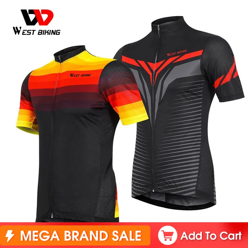 

WEST BIKING Cycling Short Sleeve Jersey Bicycle Team Jersey Breathable Quick Dry Bicycle Clothing Men Motorcycle Sports Shirts